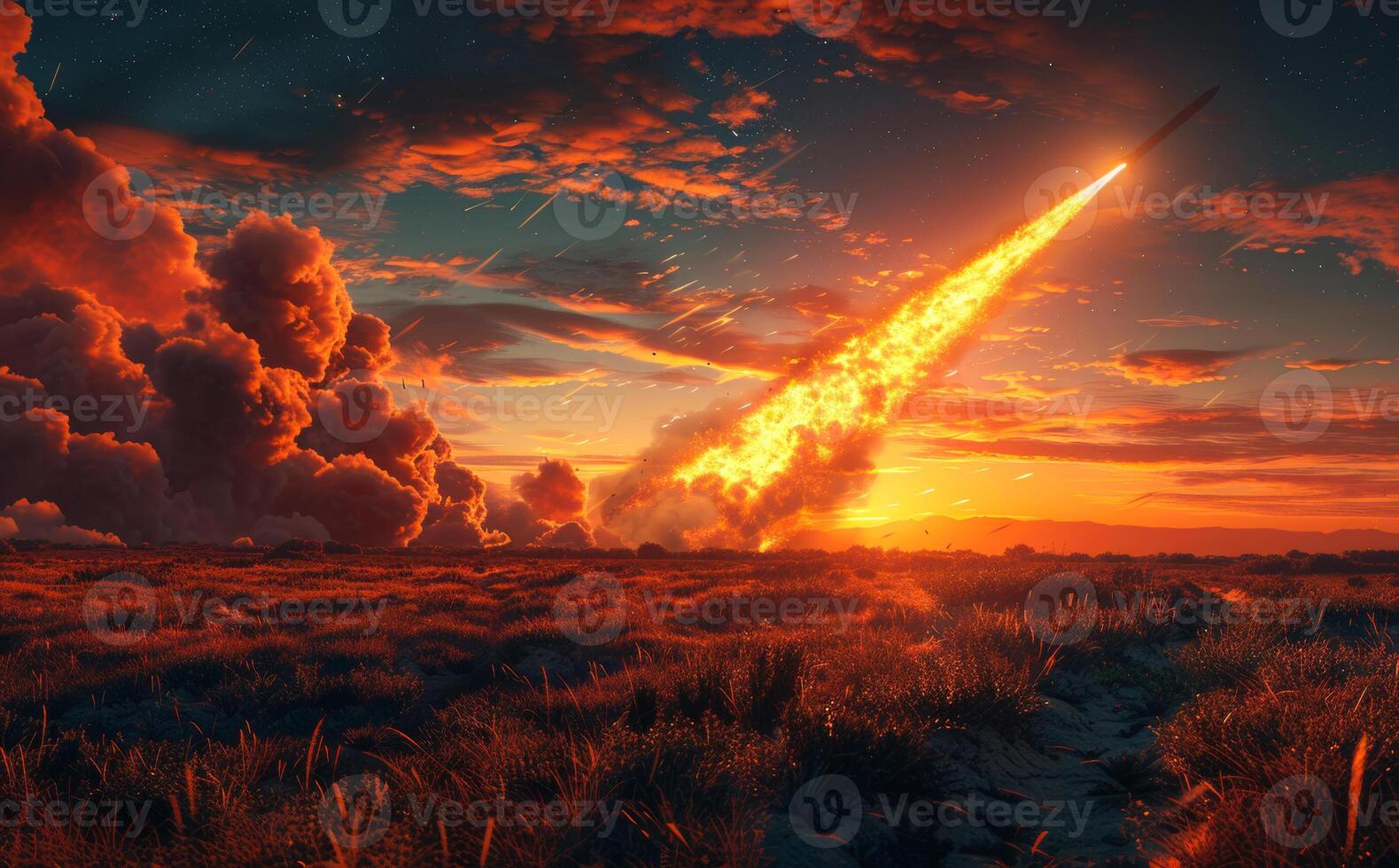Meteor shower. Elements of this image furnished photo