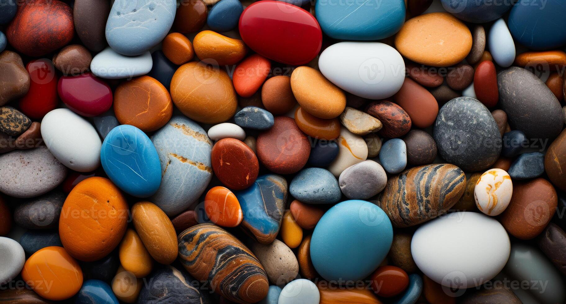 Colorful pebbles on the beach photo