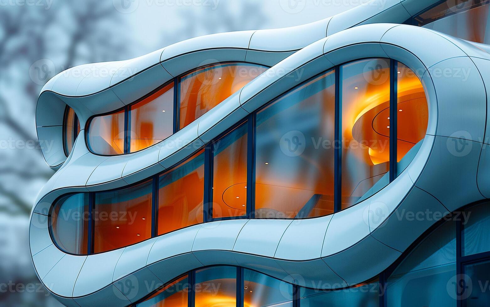 Modern architecture. The building with the wavy glass facade photo