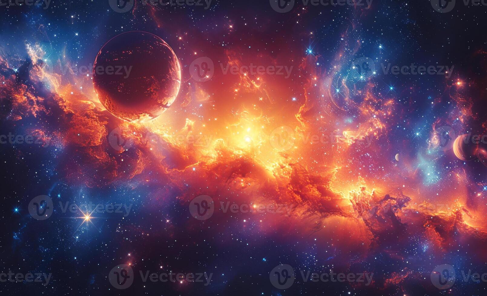 Planets stars and galaxies in outer space showing the beauty of space exploration. photo
