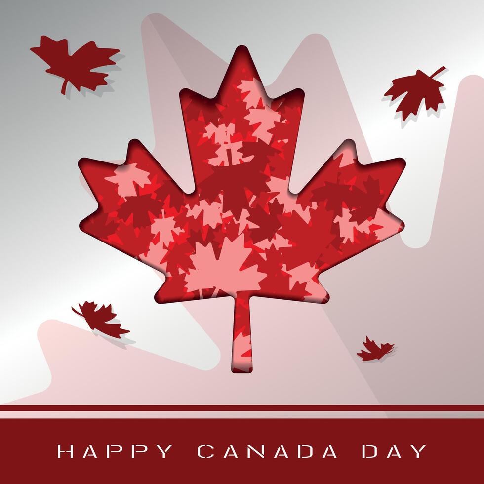 Happy Canada Day template with pile of maple leaves vector