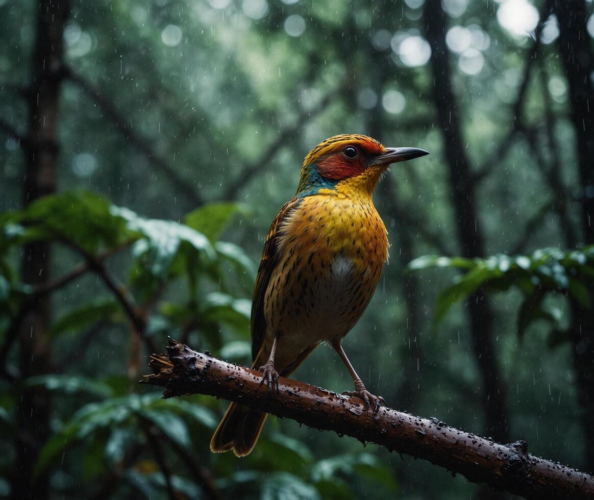 Sparrow, Eagle, Hawk, Owl, Pigeon, Crow, Robin, Parrot, Penguin, Flamingo, Swan, Hummingbird, Peacock, Woodpecker, Seagull, Toucan, Canary, Finch, Peli sitting on a branch in the natural green forest photo