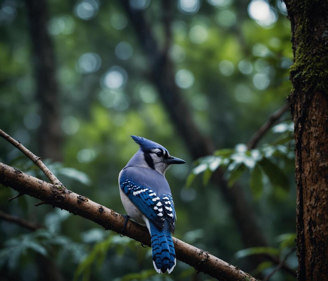Sparrow, Eagle, Hawk, Owl, Pigeon, Crow, Robin, Parrot, Penguin, Flamingo, Swan, Hummingbird, Peacock, Woodpecker, Seagull, Toucan, Canary, Finch, Peli sitting on a branch in the natural green forest photo