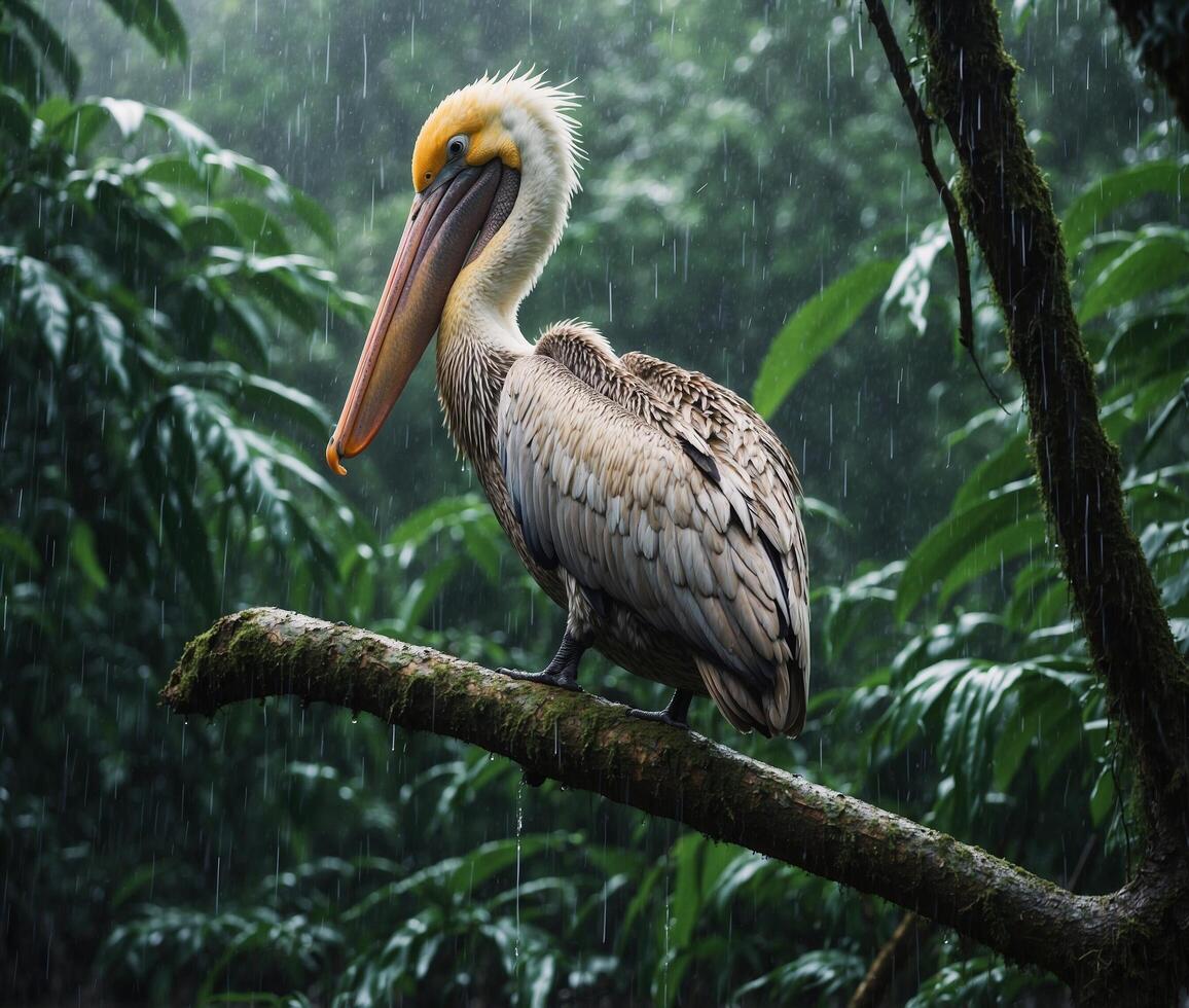 Sparrow, Eagle, Hawk, Owl, Pigeon, Crow, Robin, Parrot, Penguin, Flamingo, Swan, Hummingbird, Peacock, Woodpecker, Seagull, Toucan, Canary, Finch, Peli sitting on a branch in the natural green forest photo