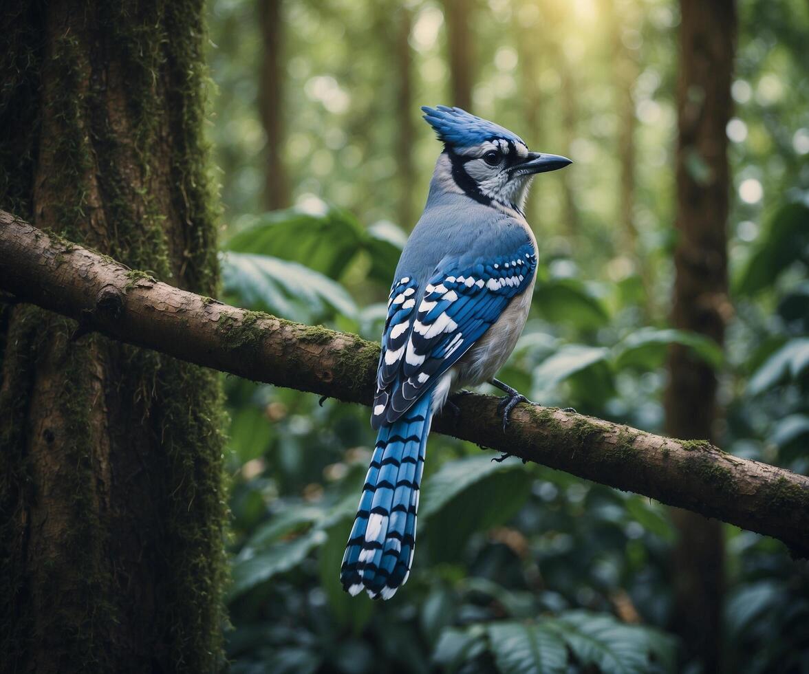 Sparrow, Eagle, Hawk, Owl, Pigeon, Crow, Robin, Parrot, Penguin, Flamingo, Swan, Hummingbird, Peacock, Woodpecker, Seagull, Toucan, Canary, Finch, Peli sitting on a branch in the natural green forest photo