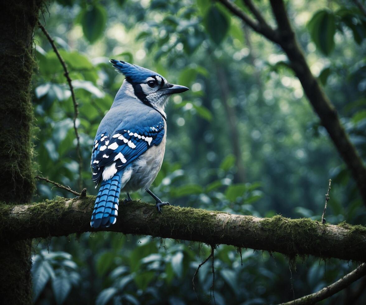 Sparrow, Eagle, Hawk, Owl, Pigeon, Crow, Robin, Parrot, Penguin, Flamingo, Swan, Hummingbird, Peacock, Woodpecker, Seagull, Toucan, Canary, Finch, Peli sitting on a branch in the natural green forest photo