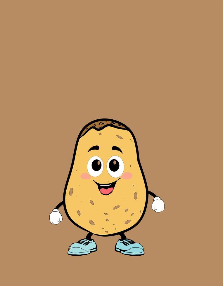 a cartoon potato character with a smile on its face vector