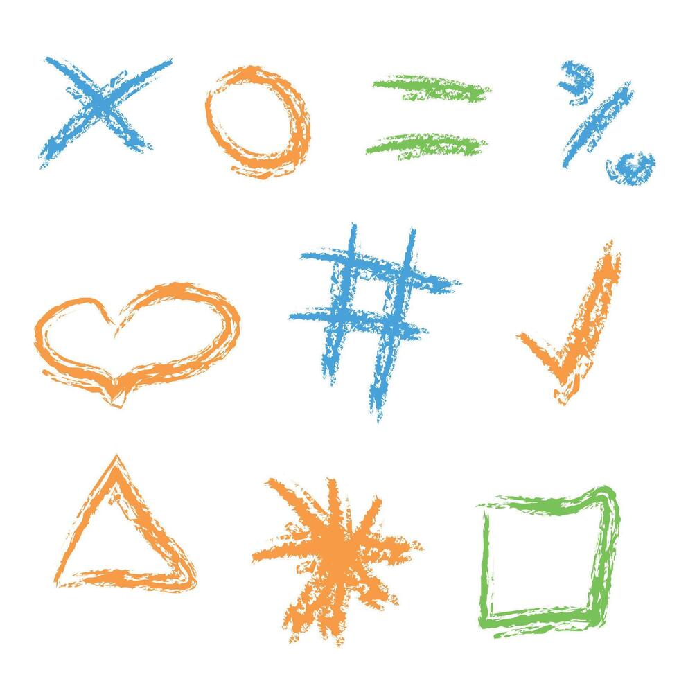 Doodles with charcoal pencil texture. illustration vector