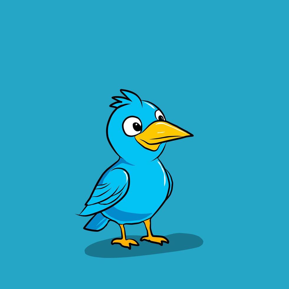 a cartoon blue bird standing on a blue background vector