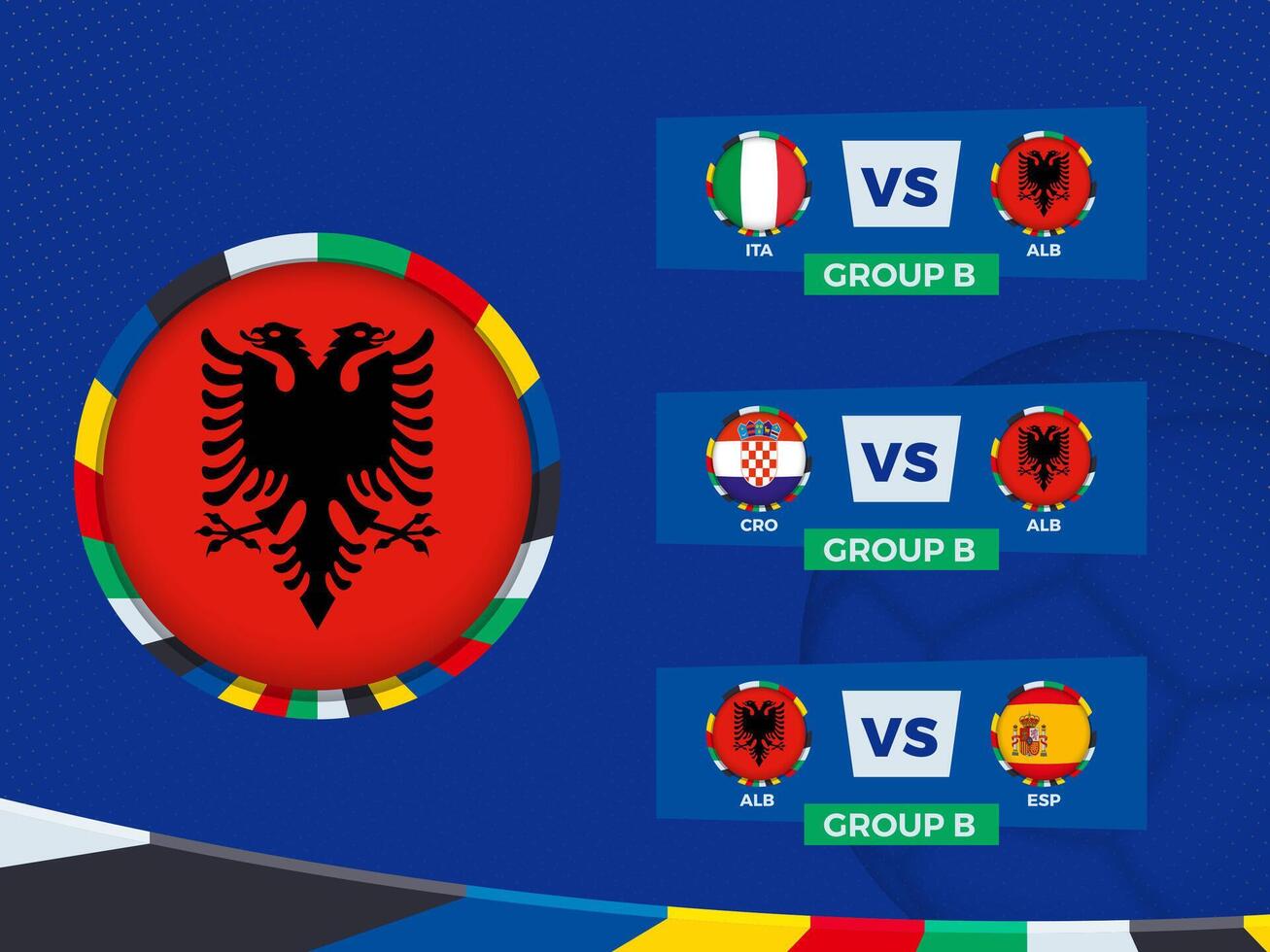 Albania Football Team Match Schedule in Group Stage. vector