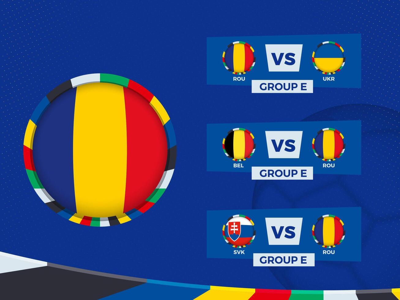 Romania Football Team Match Schedule in Group Stage. vector