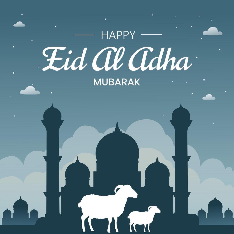 Flat Background with a theme about the Islamic Celebration of Eid al-Adha. for social media vector