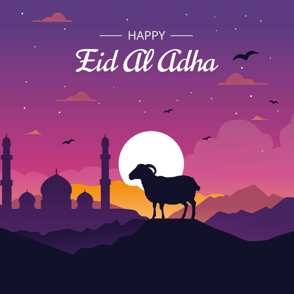 Flat Background for the Islamic Celebration of Eid al-Adha vector