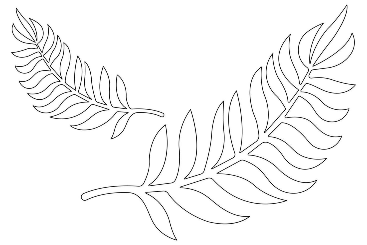 illustration continuous one line drawing of outline palm leaf design vector