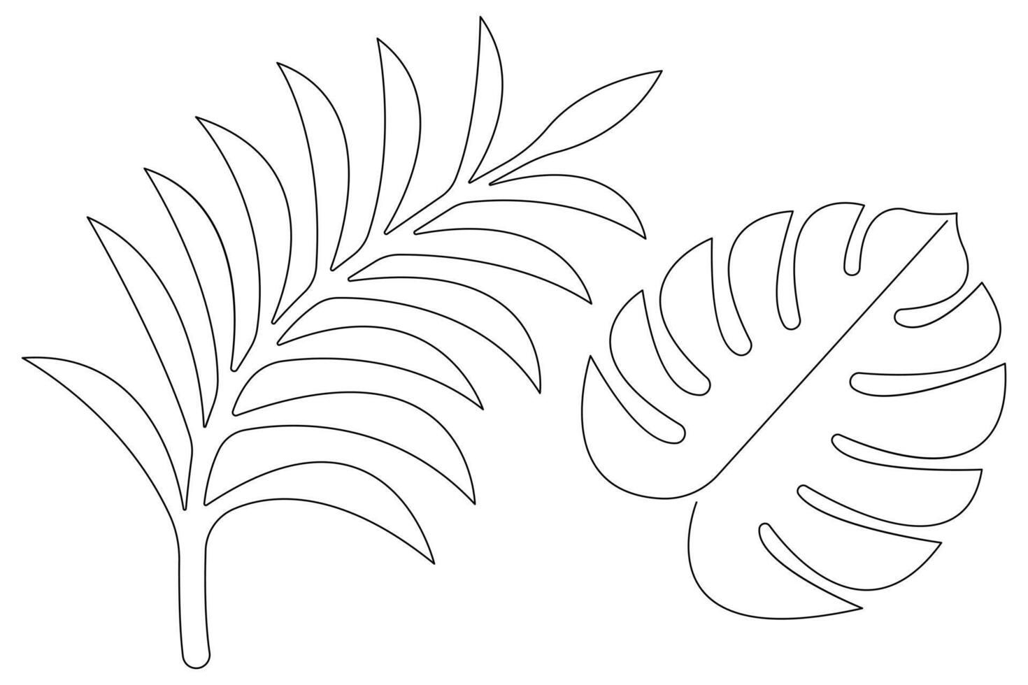 illustration continuous one line drawing of outline palm leaf design vector