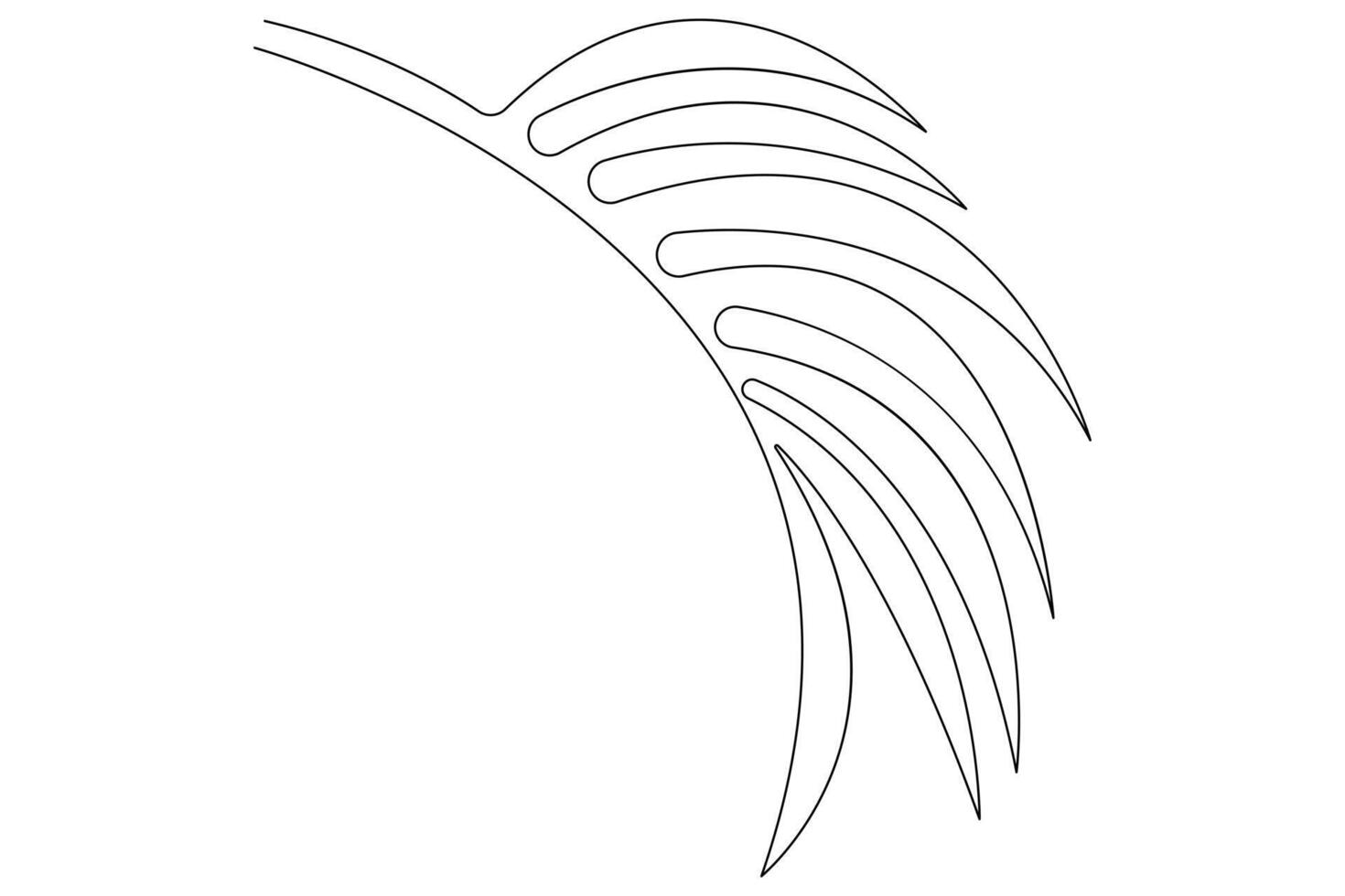 illustration continuous one line drawing of outline palm leaf design vector
