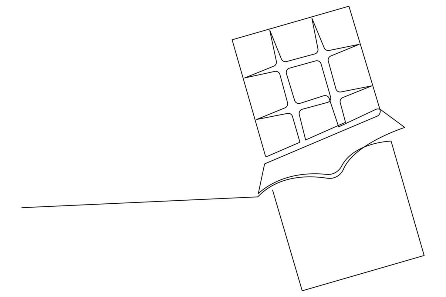 Continuous one line drawing of chocolate bar, Sweet candy hand drawn illustration vector