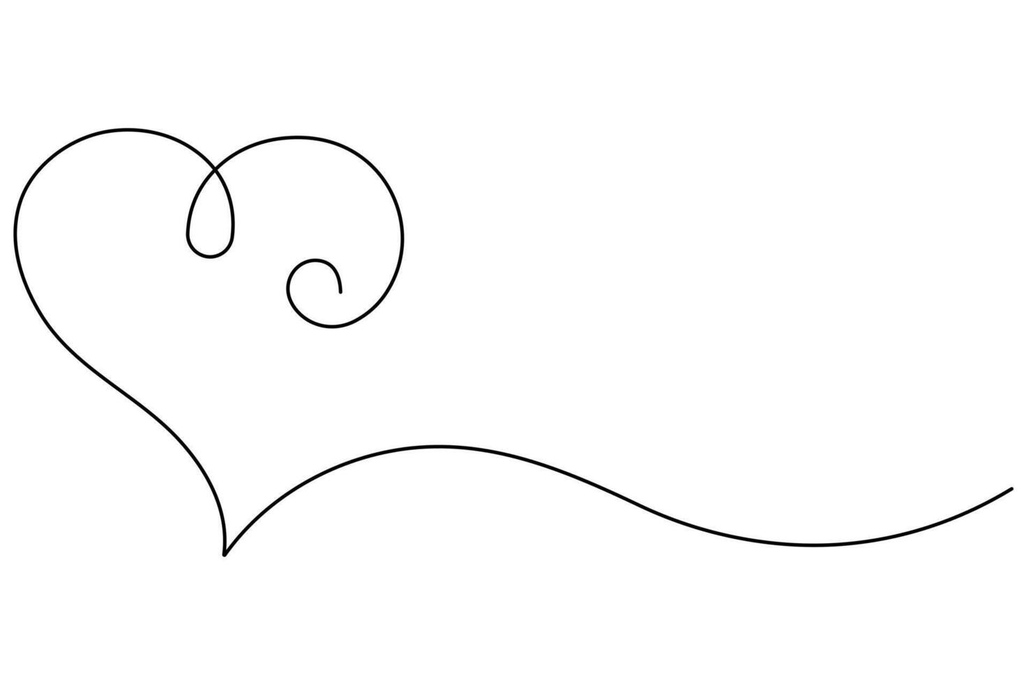 illustration continuous one line art drawing of outline heart design vector
