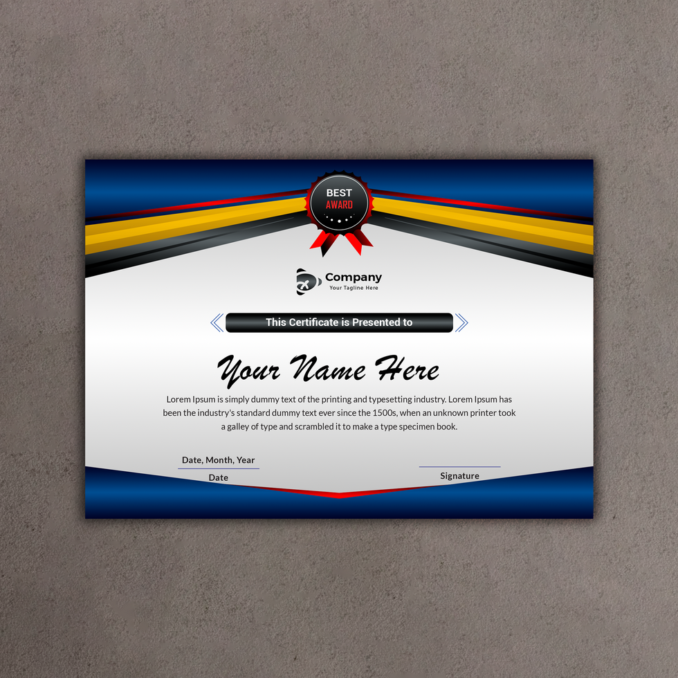 Certificate of Appreciation template, Certificate of achievement, awards diploma. psd