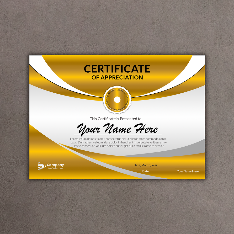 Certificate of Appreciation template, Certificate of achievement, awards diploma. psd