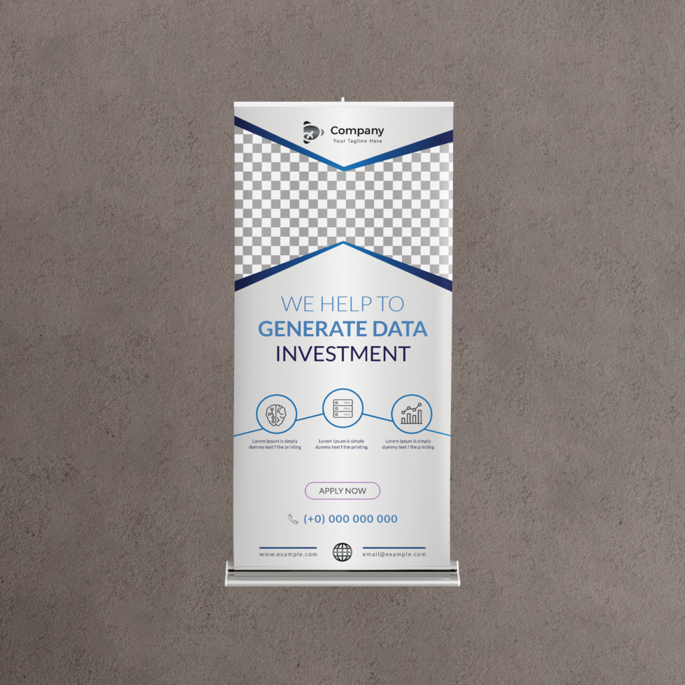 Business Roll up banner vertical template design for brochure business flyer. psd
