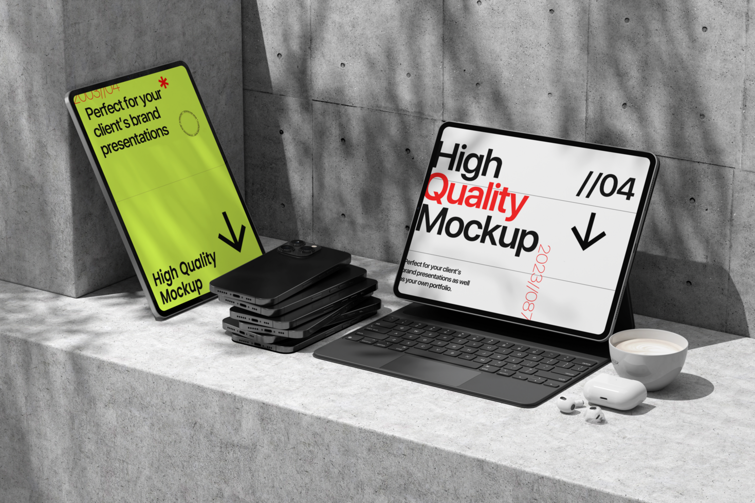 Decoration Tablet Mockup with Shadow psd