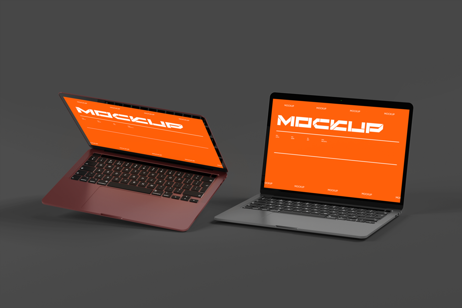 Device 3d laptop mockup with wall background psd
