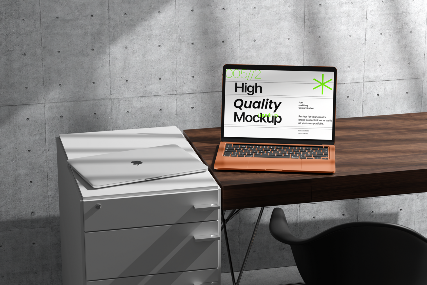 Notebook Device Mockup on the Furniture with Realistic Shadow psd