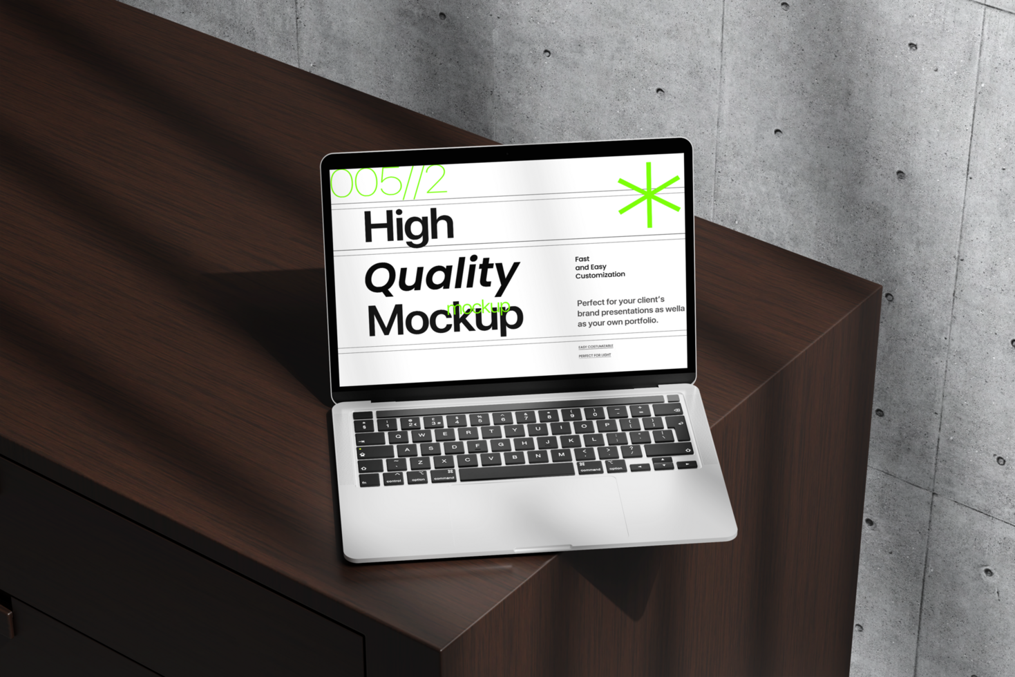 3d device laptop and keyboard mockup on the table with reflection shadow psd