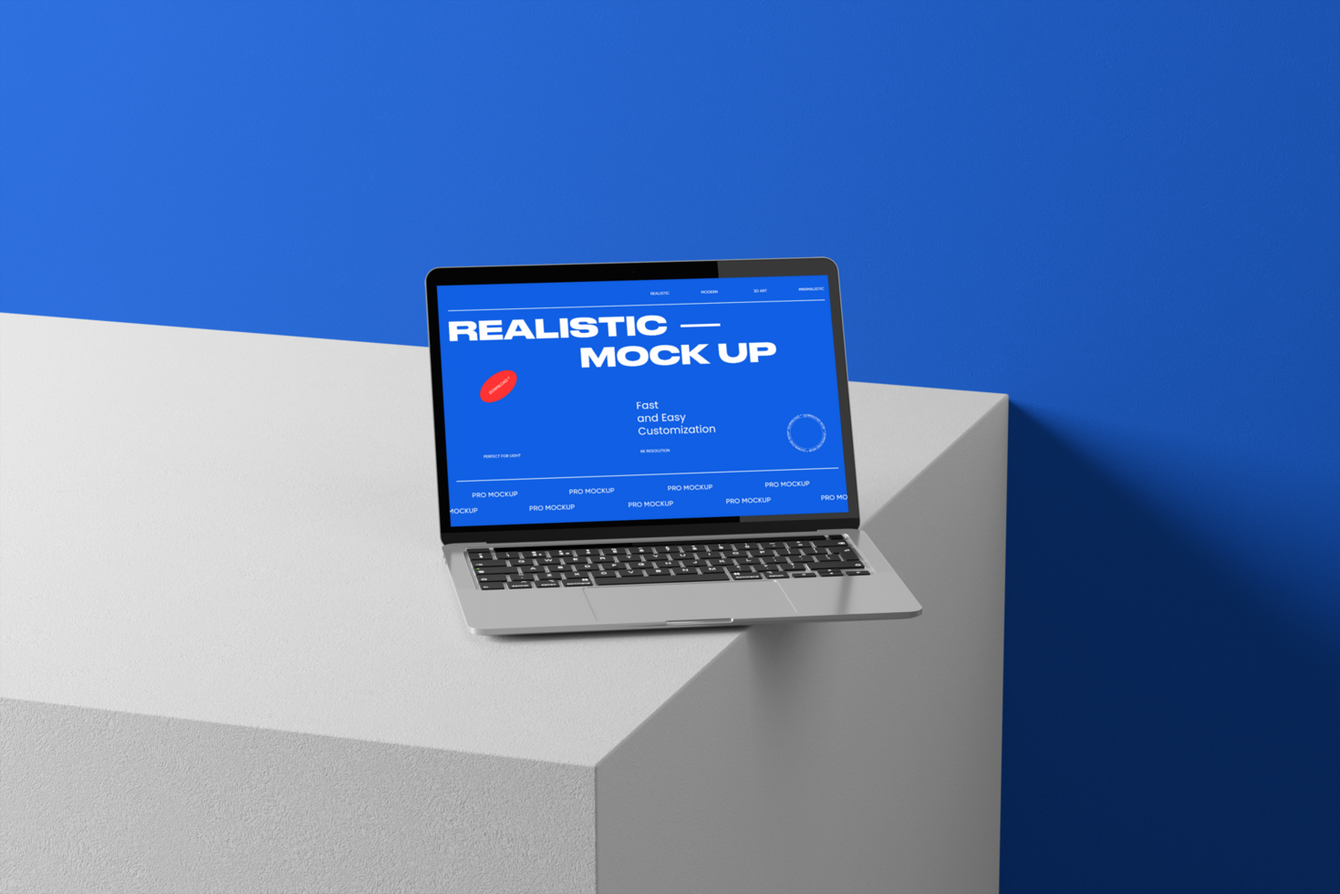 Laptop screen device mockup on the plaster with wall background psd