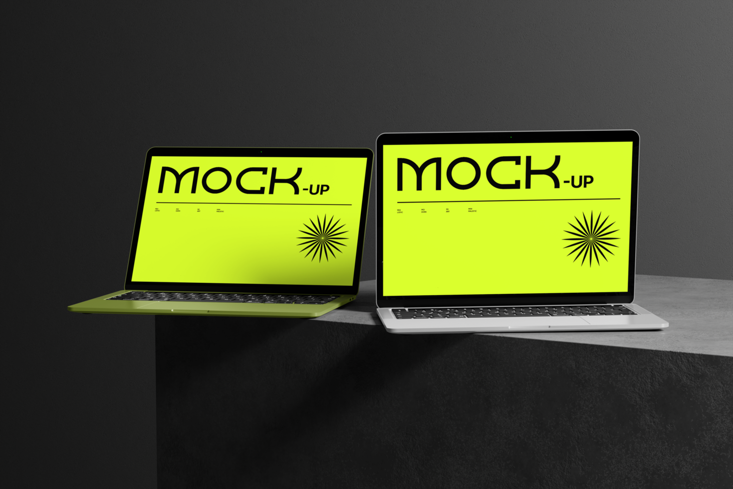 Laptop mockup device with minimal scene psd