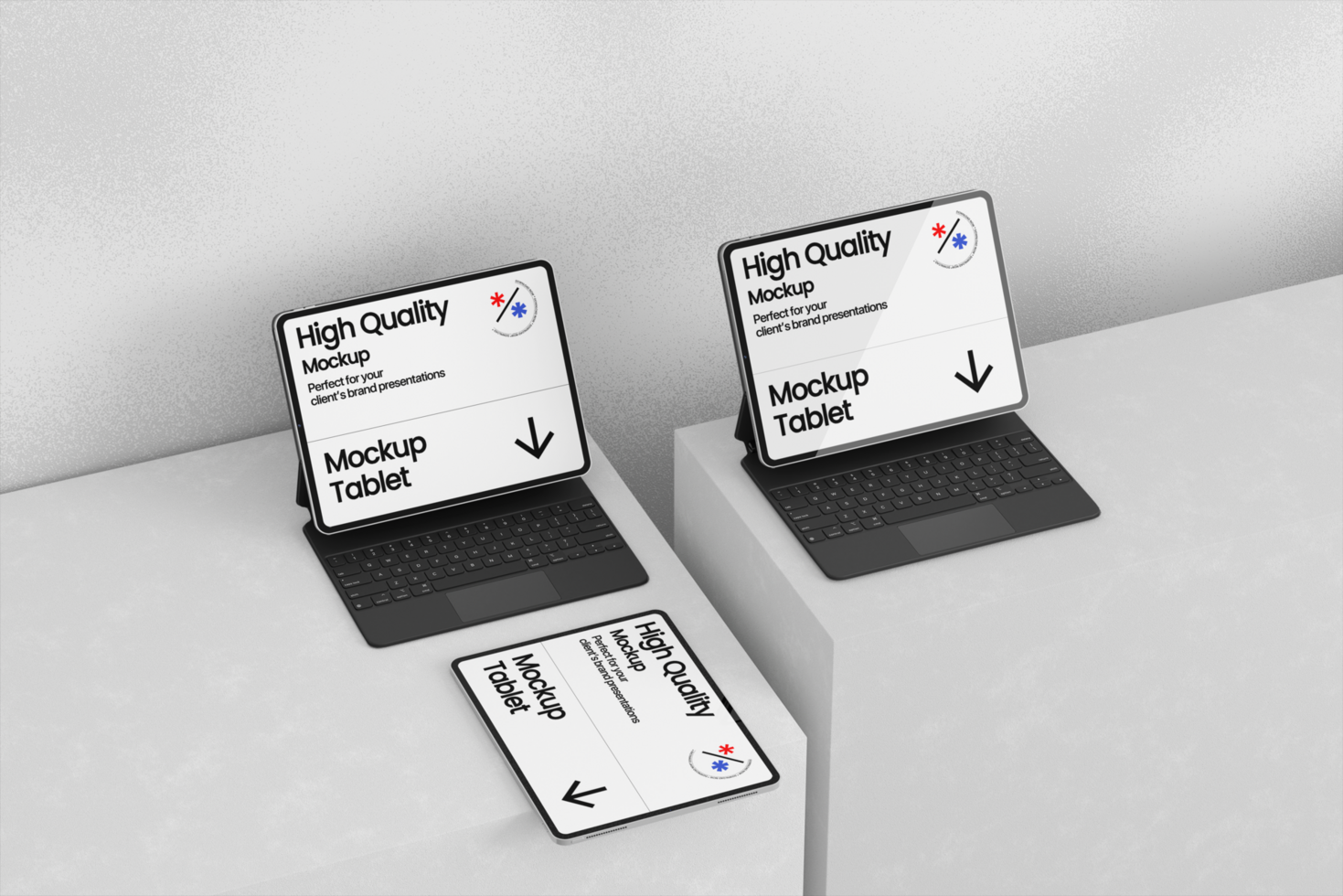 Tablet device mockup with realistic scene psd