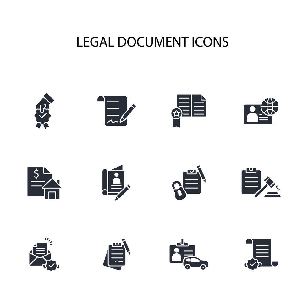 Legal document icon set..Editable stroke.linear style sign for use web design,logo.Symbol illustration. vector