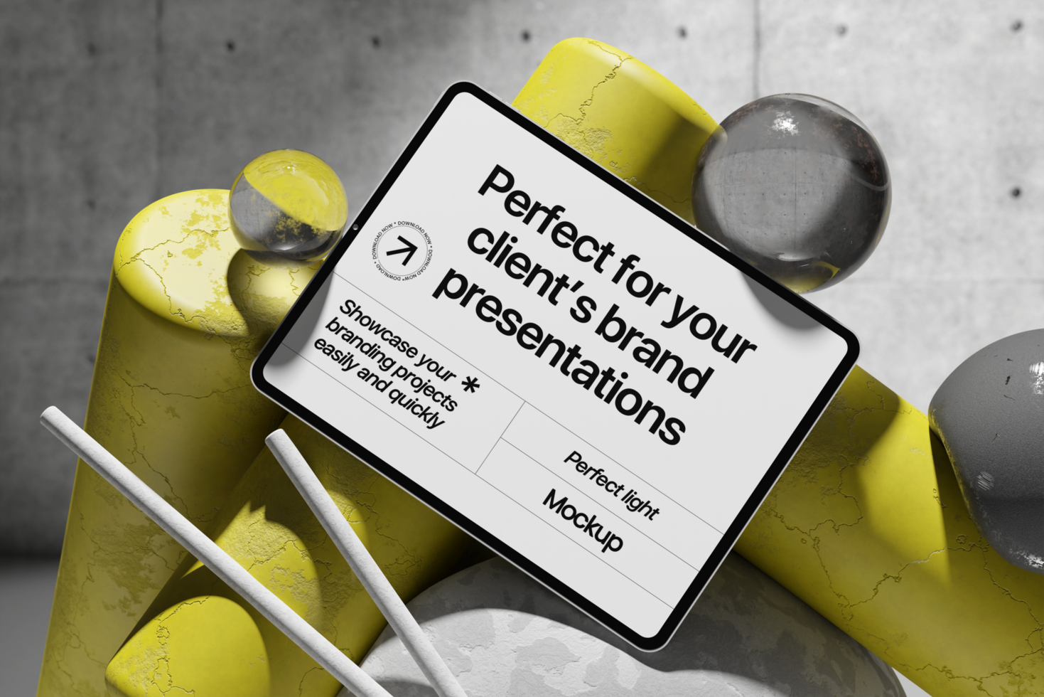 creative 3d mockup tablet with industrial scene psd