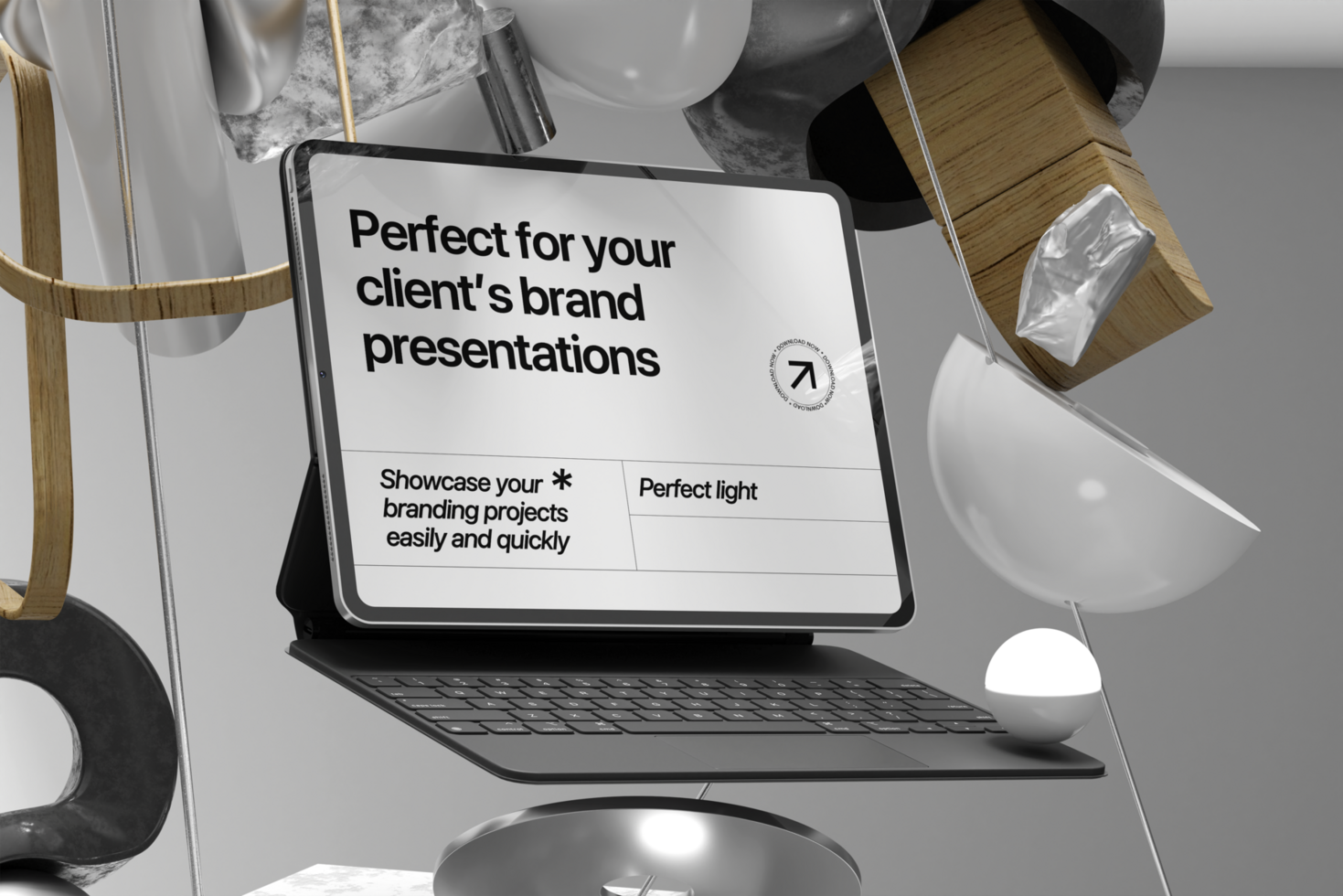 Tablet Mockup for Professional Client Branding Presentation with abstract scene psd