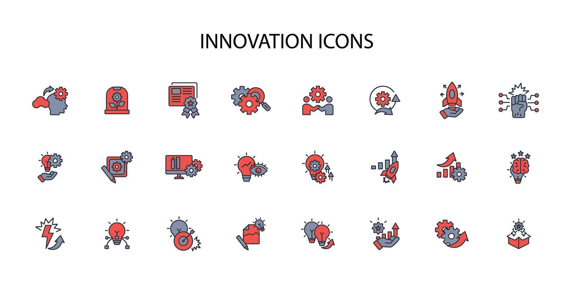 Innovation icon set..Editable stroke.linear style sign for use web design,logo.Symbol illustration. vector