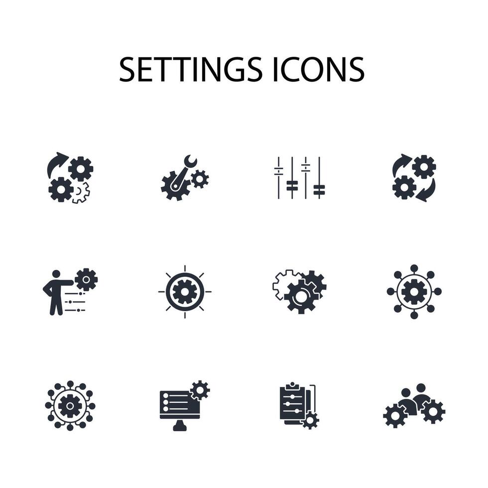 Settings icon set..Editable stroke.linear style sign for use web design,logo.Symbol illustration. vector