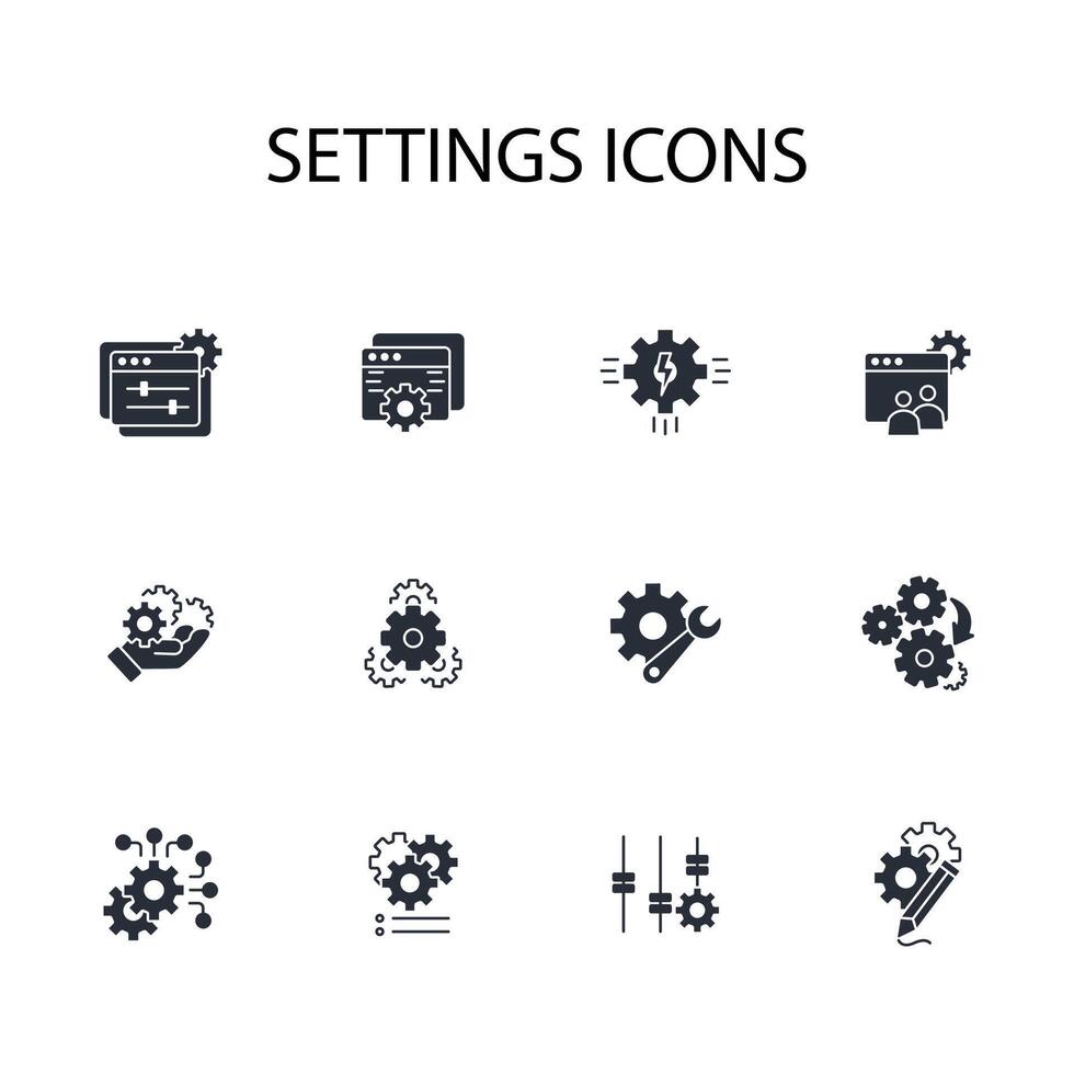 Settings icon set..Editable stroke.linear style sign for use web design,logo.Symbol illustration. vector