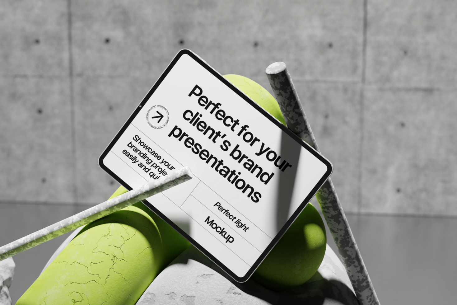 Tablet Device Mockup 3d with Industrial Background for Design Branding psd