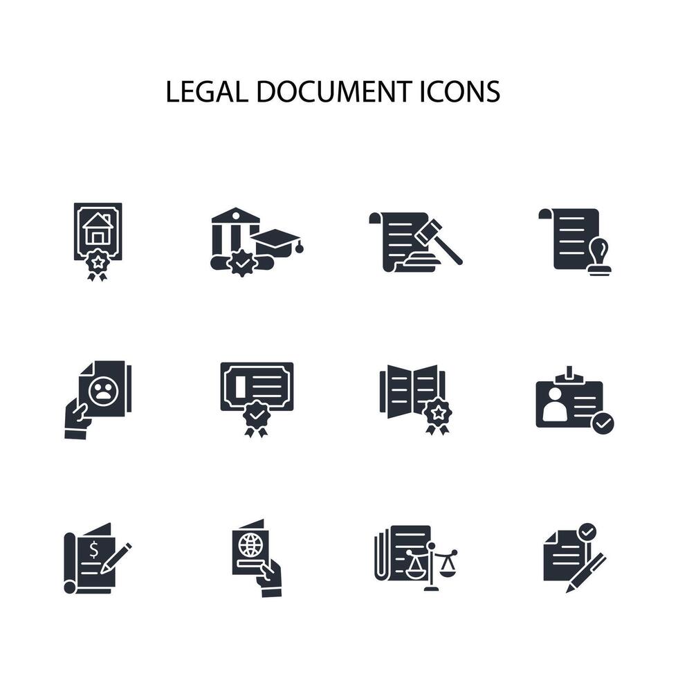 Legal document icon set..Editable stroke.linear style sign for use web design,logo.Symbol illustration. vector