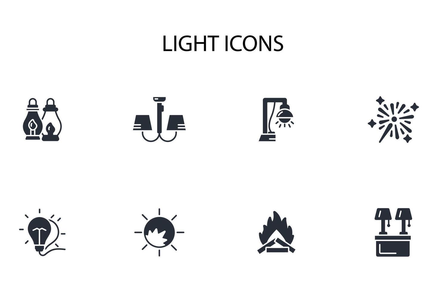 Light icon set..Editable stroke.linear style sign for use web design,logo.Symbol illustration. vector