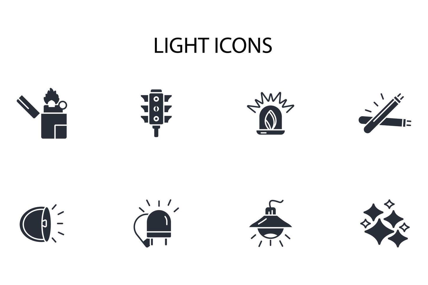 Light icon set..Editable stroke.linear style sign for use web design,logo.Symbol illustration. vector