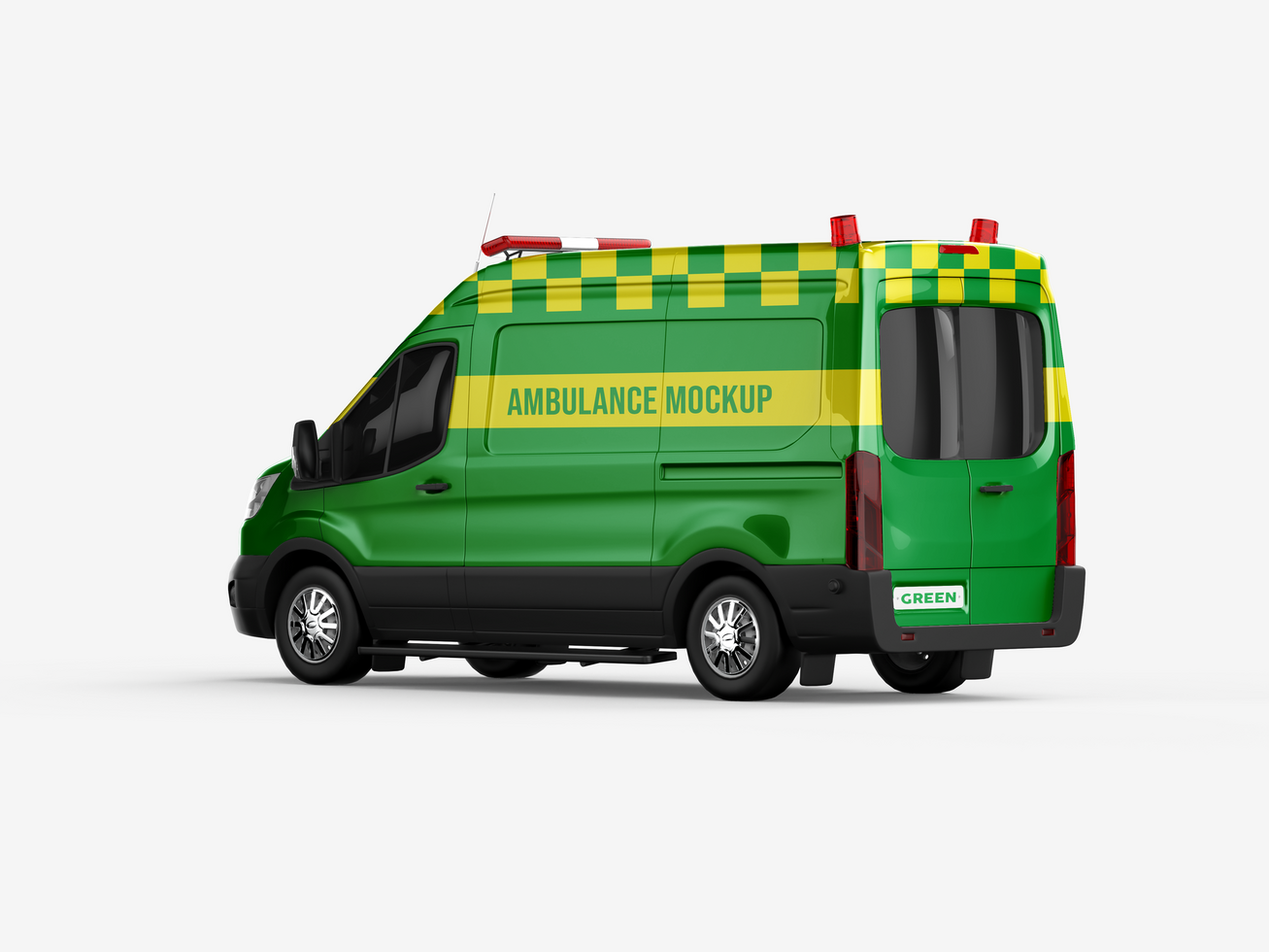 Van Ambulance Back side view Mockup psd