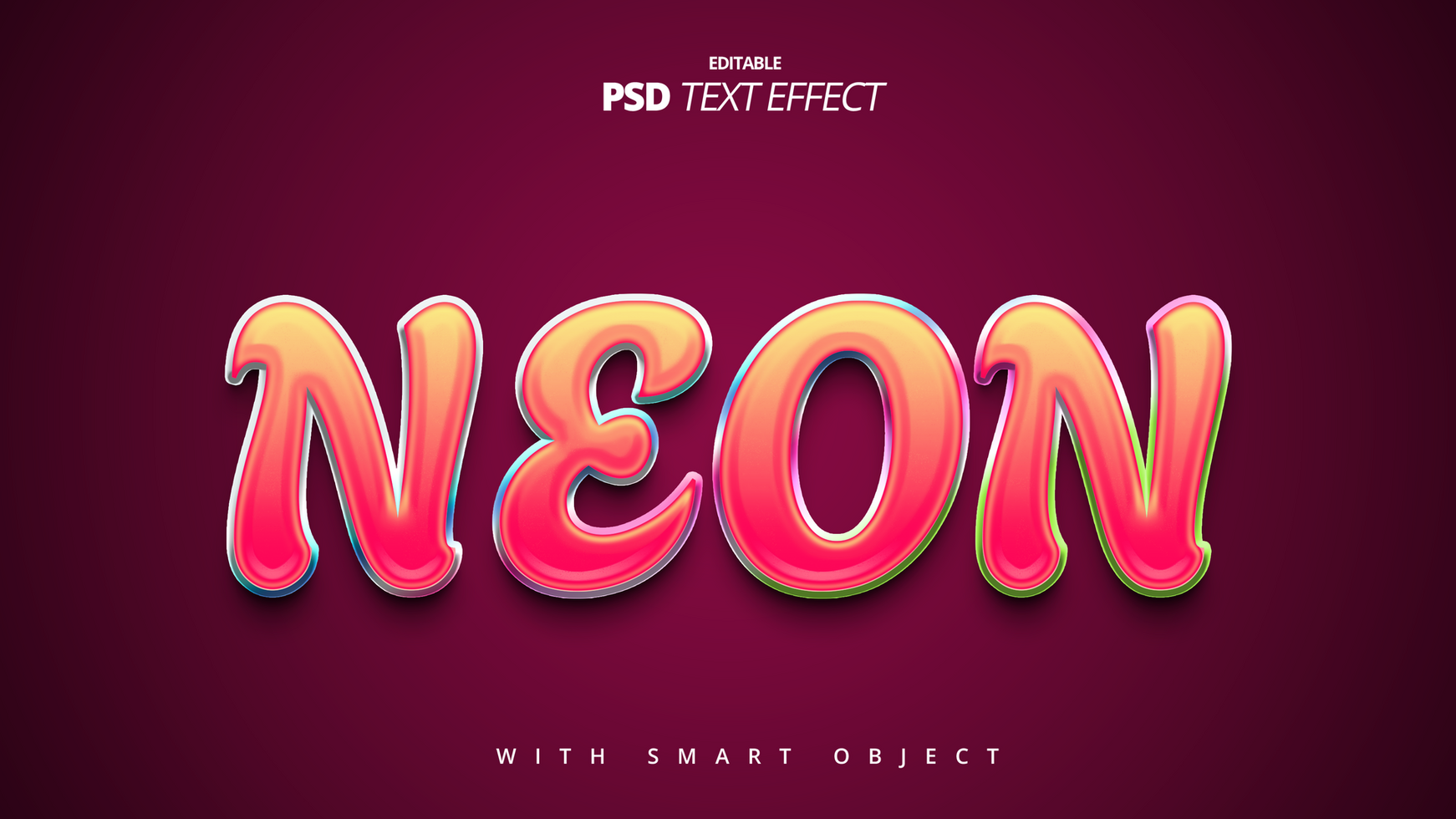 3d neon cinema movie game text effect editable template design psd