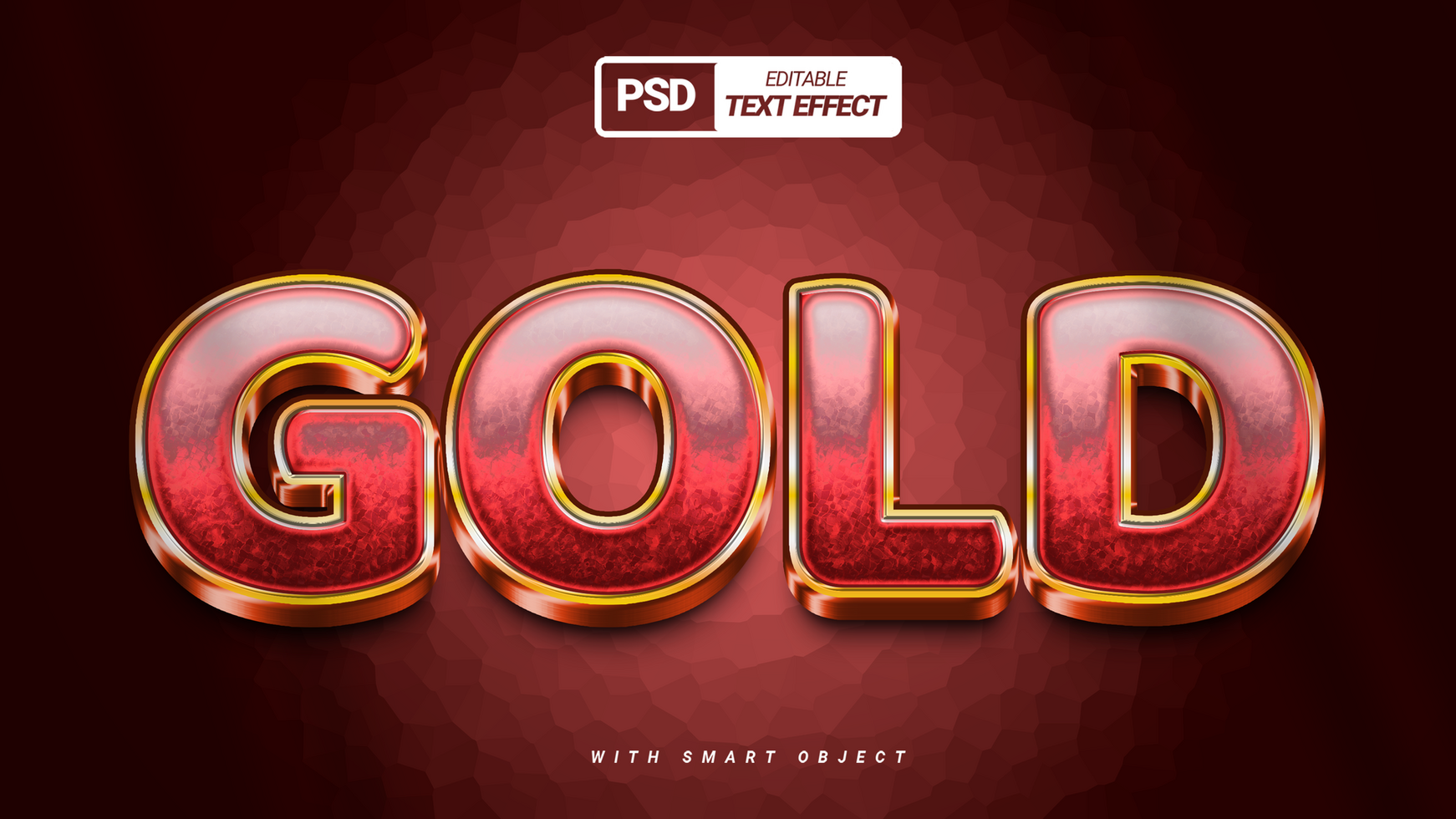 Red golden pink 3d text effect design psd