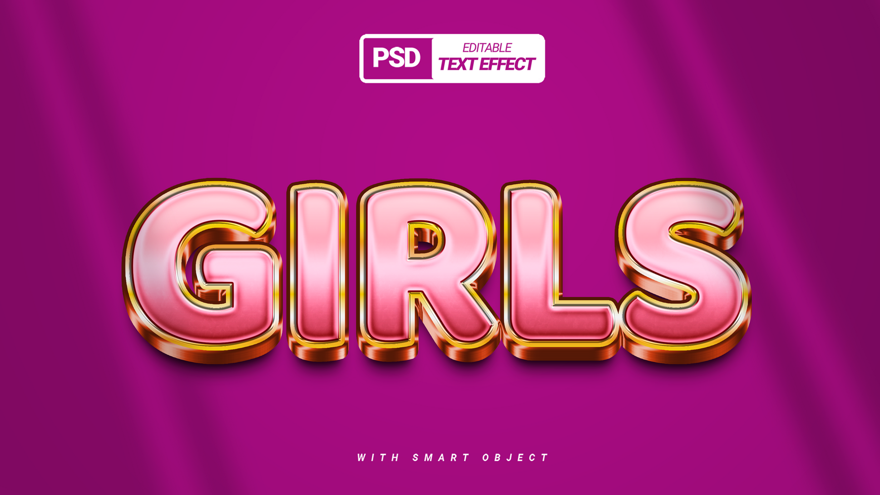 Red golden pink 3d text effect design psd