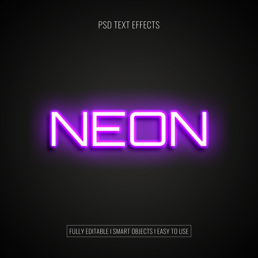 Neon light text effect psd