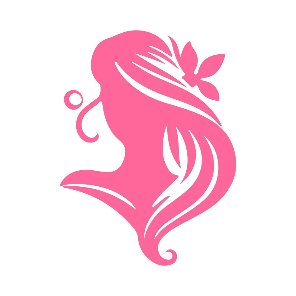 Set of luxury beauty woman hair style black logo design silhouette with white background vector