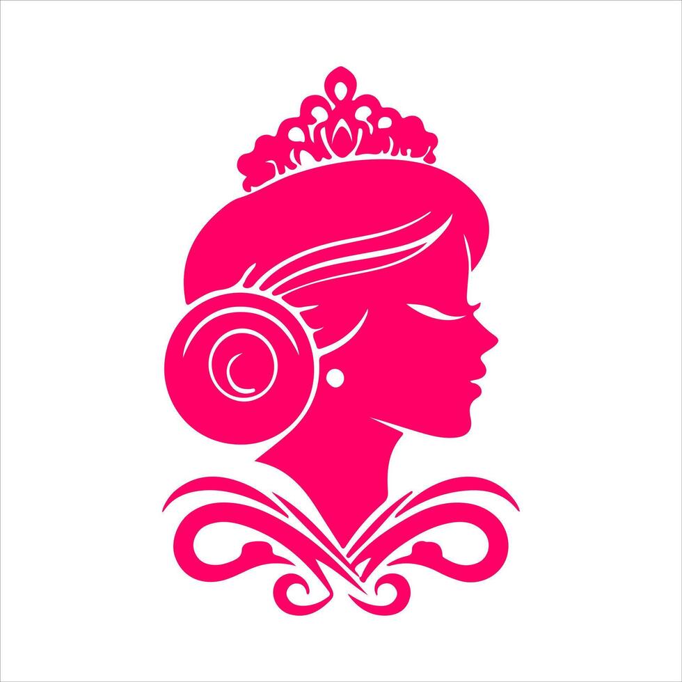luxury beauty woman black logo design silhouette with white background vector