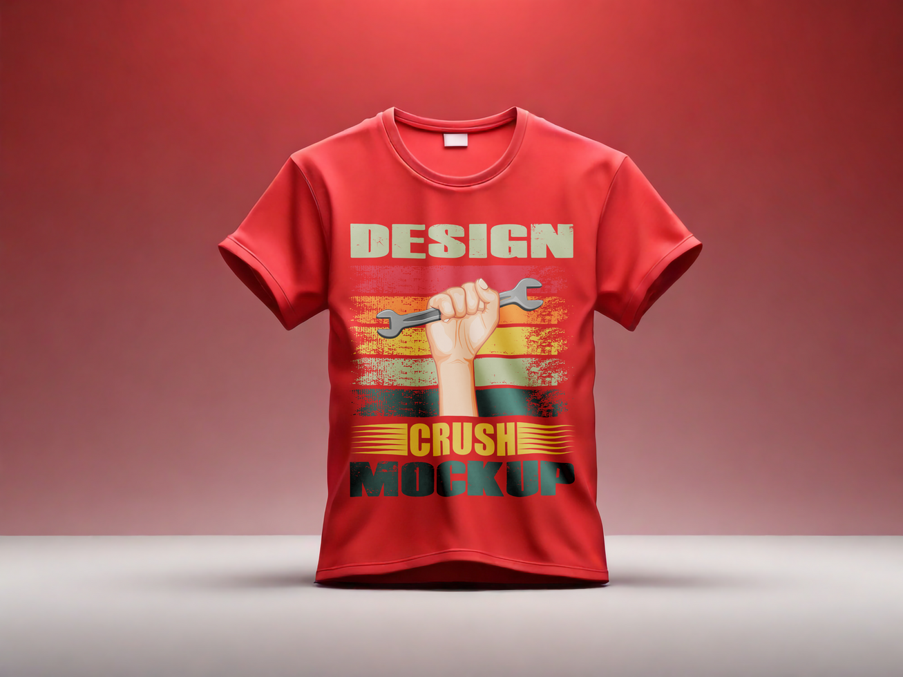 Red tshirt mockup with gradation modern colors background psd